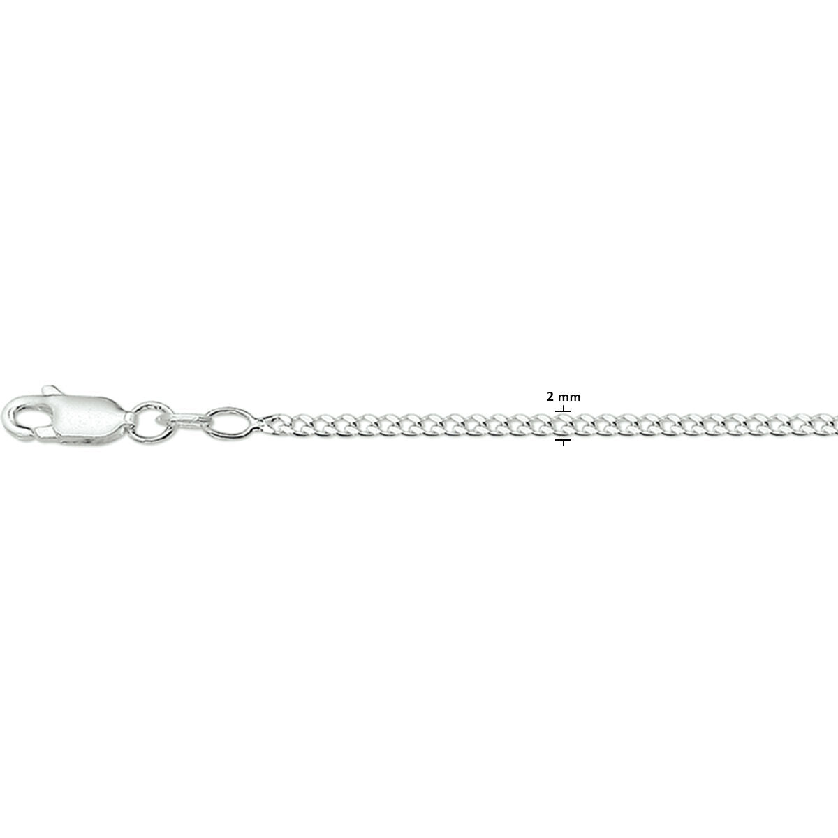 Collier aus 4-seitigem, 2,0 mm breitem, weißem Silber mit Karabinerverschluss
