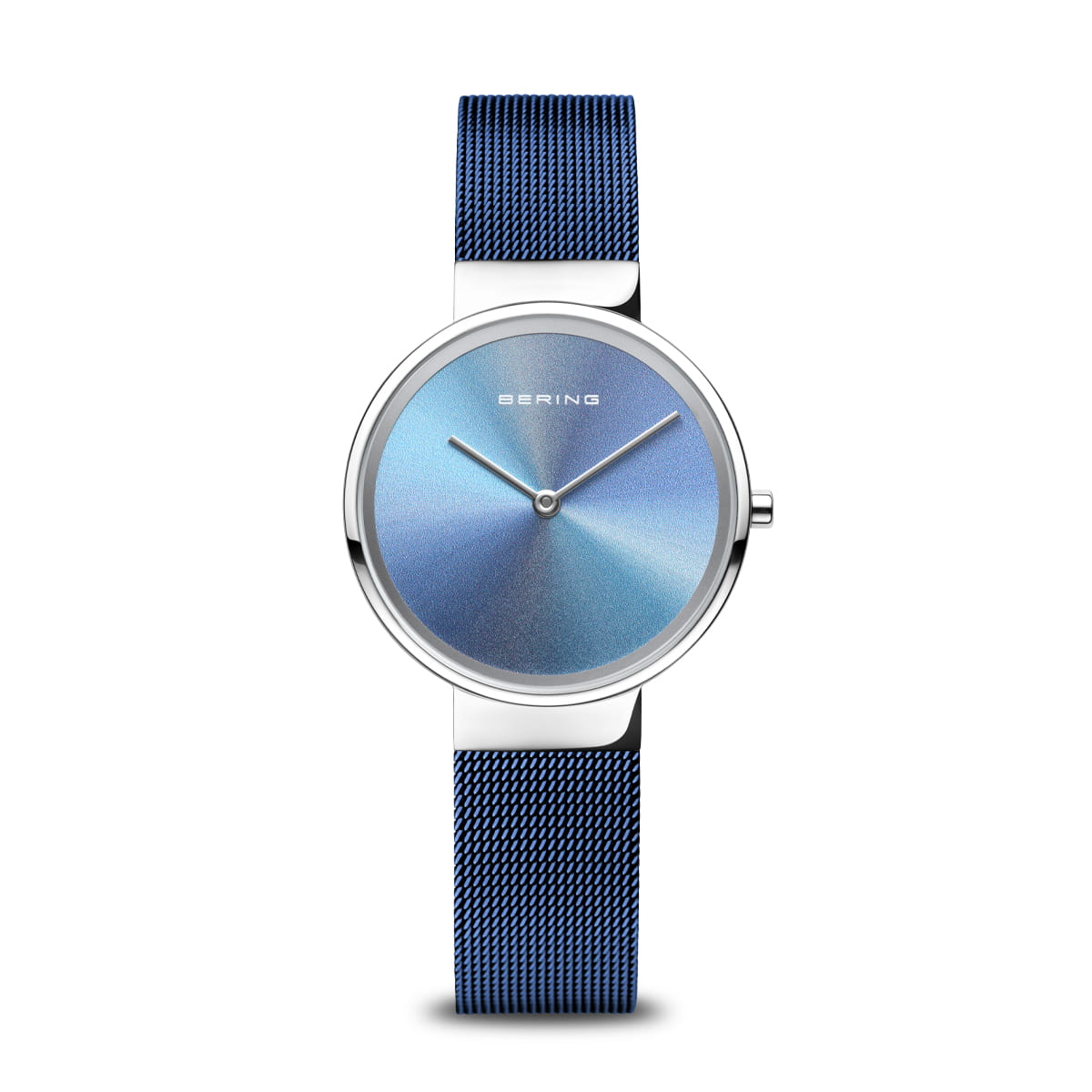 Damenarmbanduhr mit blauem Zifferblatt und blauer Mesh-Armband aus Edelstahl