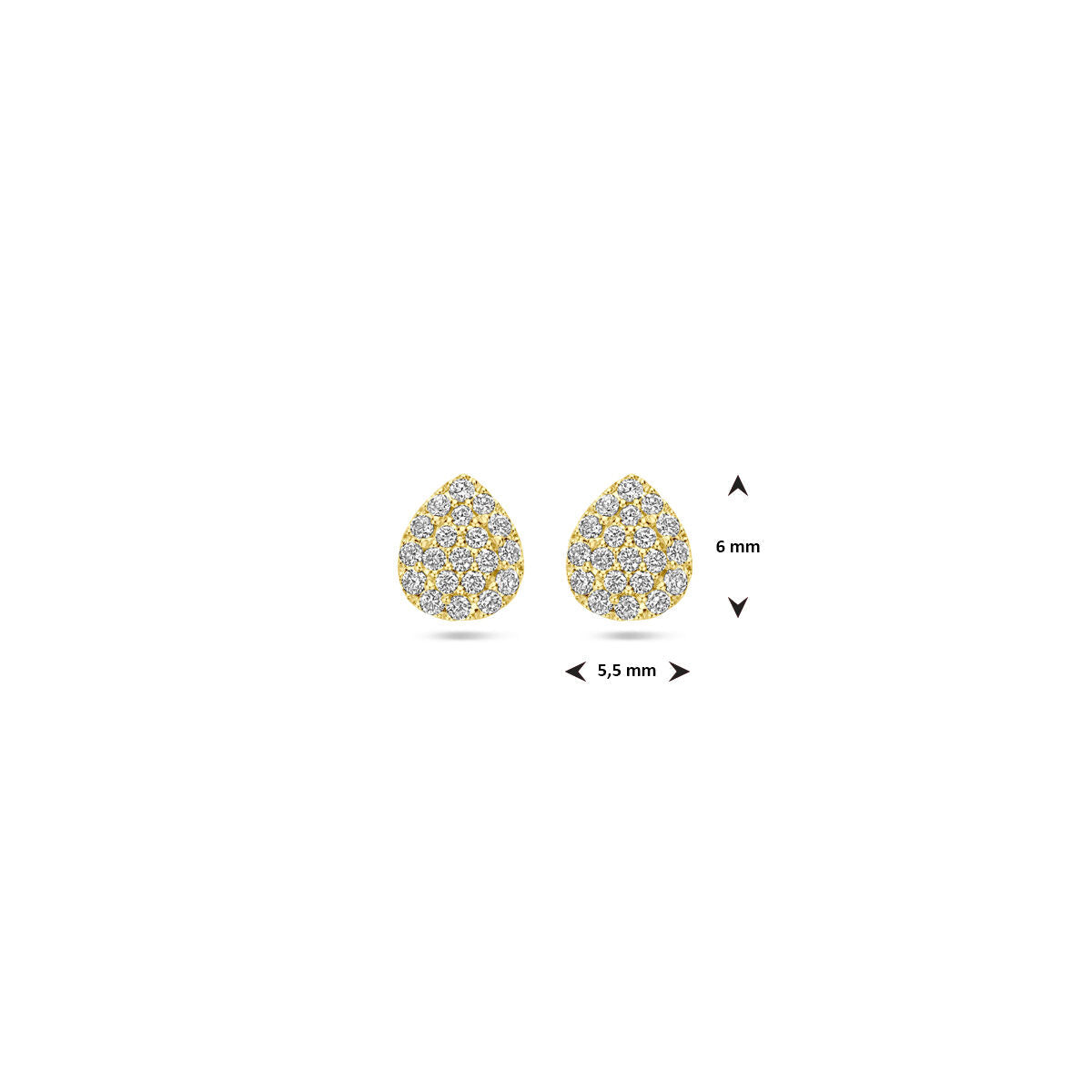 Ohrstecker Tropfen Diamant 0.21ct (2x 0.105ct) H SI 6 mm 14K Gelbgold