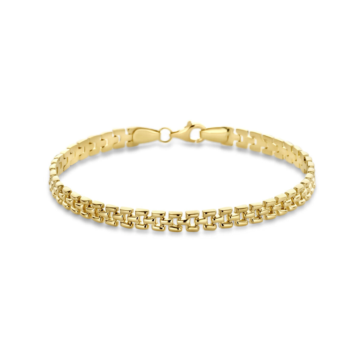 Armband aus 14K Gelbgold mit pantherartigem Muster, 5 mm breit und 19 cm lang