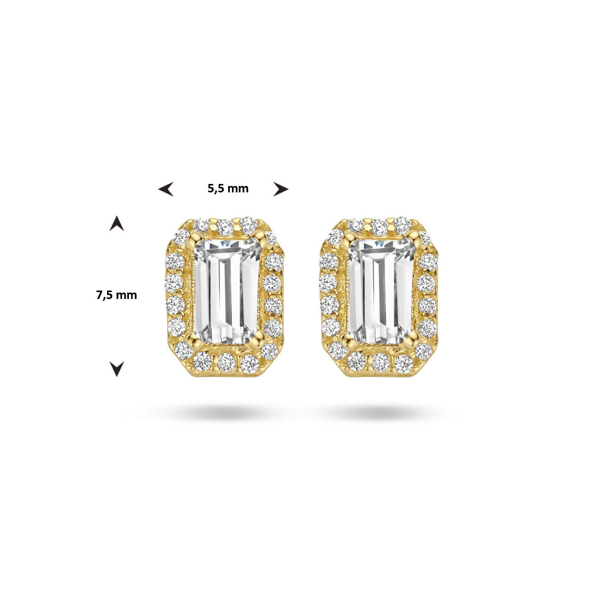 Ohrstecker Zirkonia Halo 14K Gelbgold
