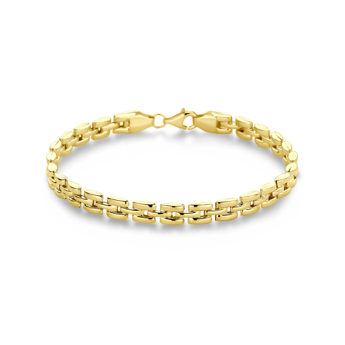 Armband aus 14K Gelbgold mit pantherförmigem Design, 5,3 mm breit und 19 cm lang