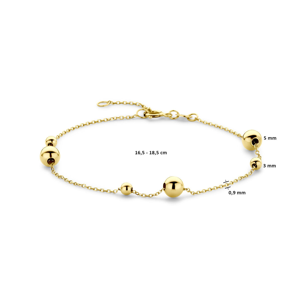 Armband Kugeln 16,5 - 18,5 cm 14K Gelbgold