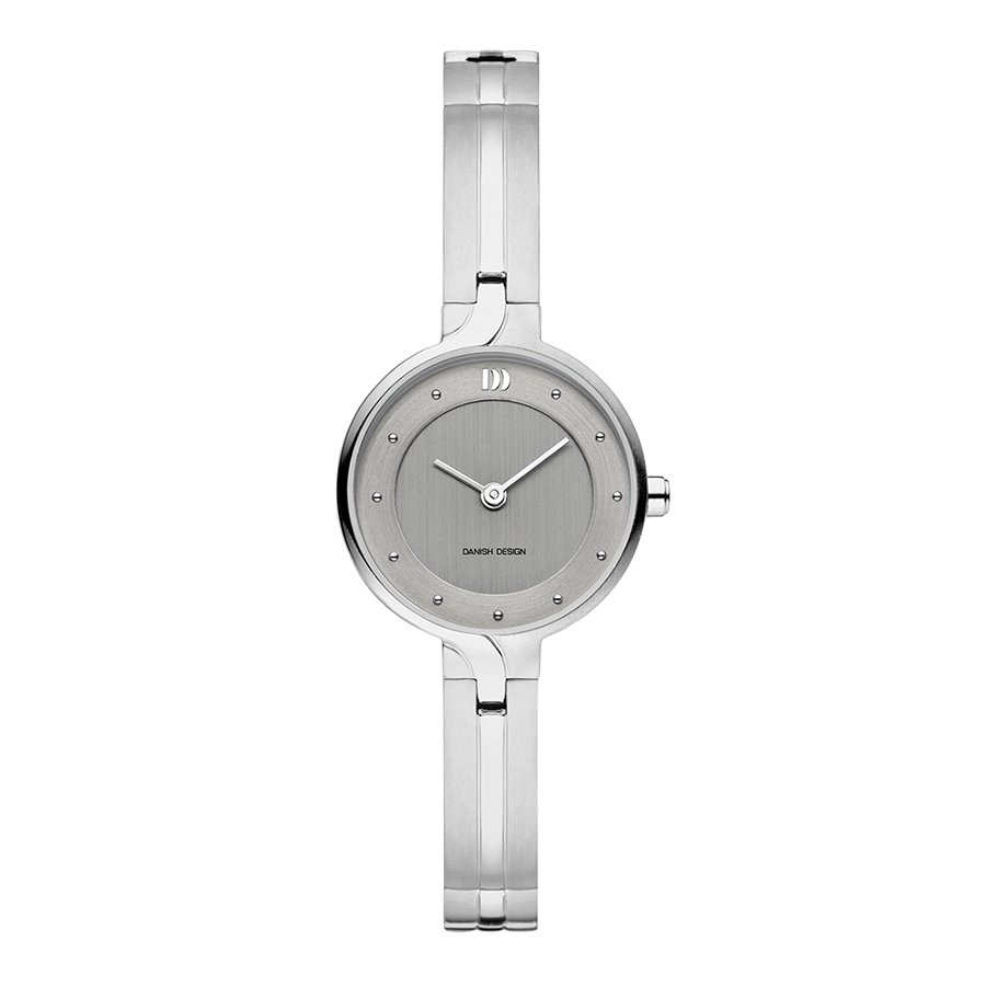 Uhr mit grauem Zifferblatt und silbernem Armband aus Edelstahl