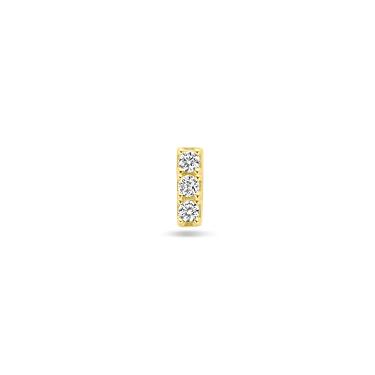 Flachrückenpiercing aus 14K Gelbgold mit drei Zirkonia von 5 mm