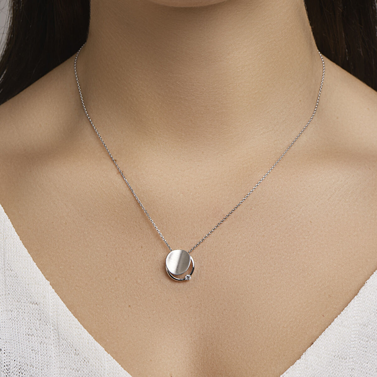Anhänger Zirkonia Poly/Silber matt rhodiniert