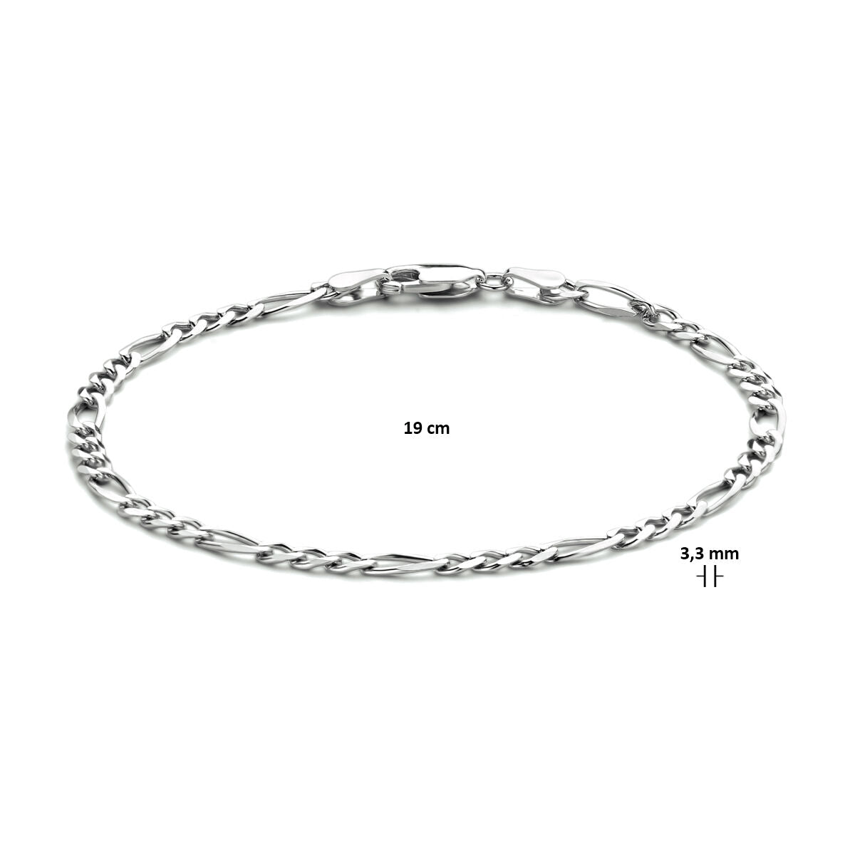 Figaro 3,3 mm Silber rhodiniert