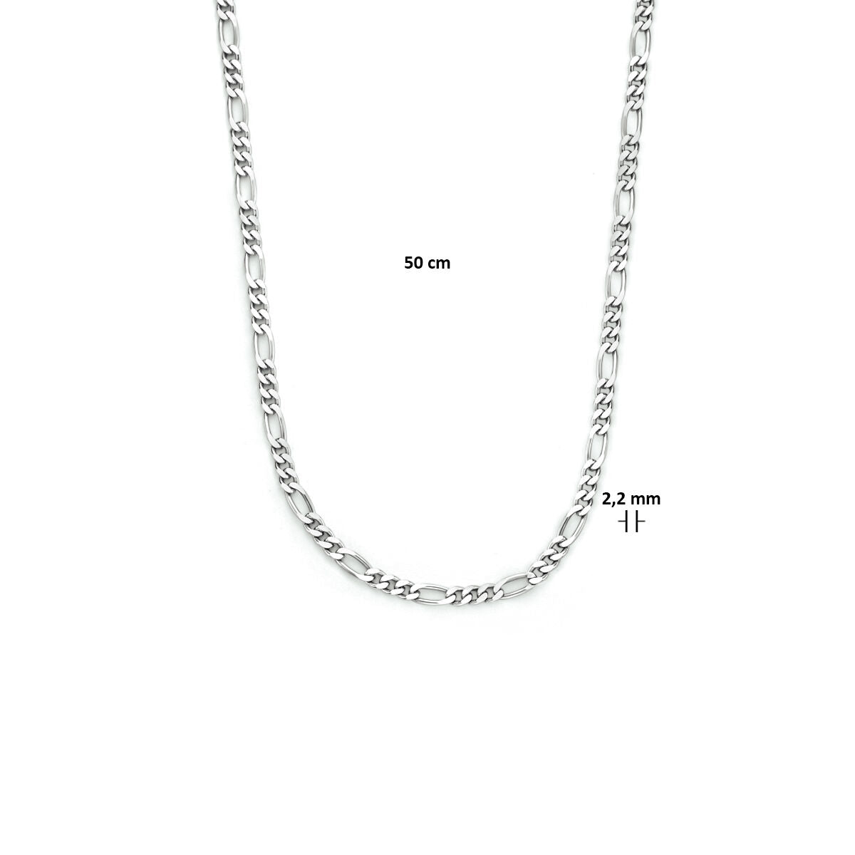 Halskette Figaro 2,2 mm Silber rhodiniert