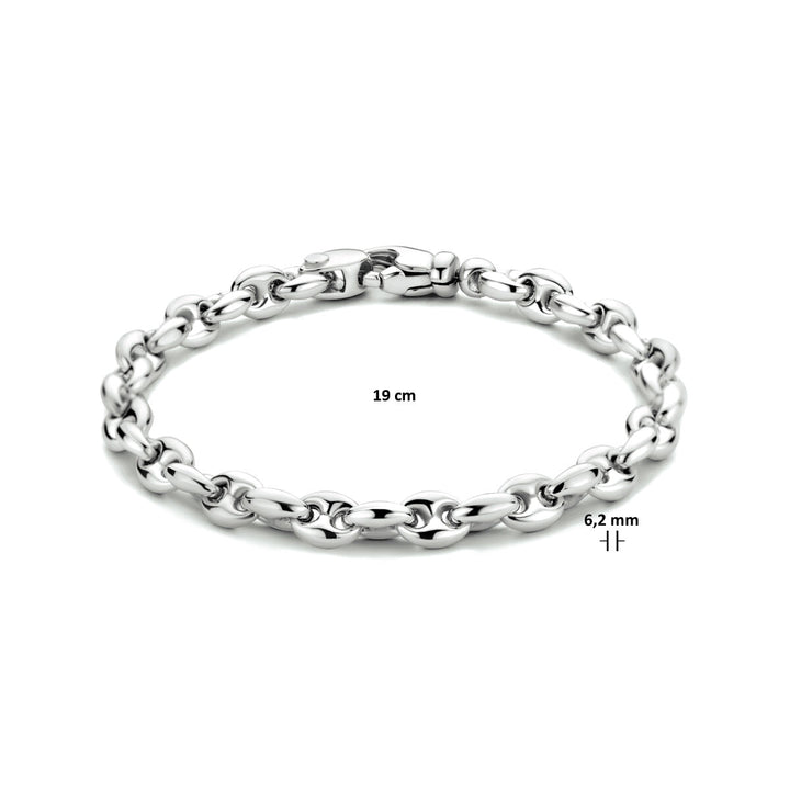 Armband Kaffeebohne 6,2 mm 19 cm Silber rhodiniert
