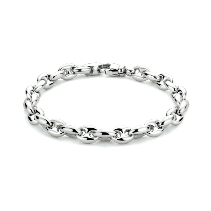 Armband Kaffeebohne 7,4 mm 20 cm Silber rhodiniert