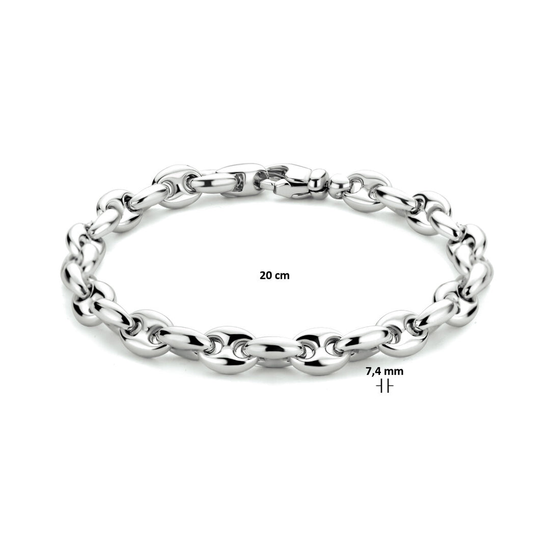 Armband Kaffeebohne 7,4 mm 20 cm Silber rhodiniert