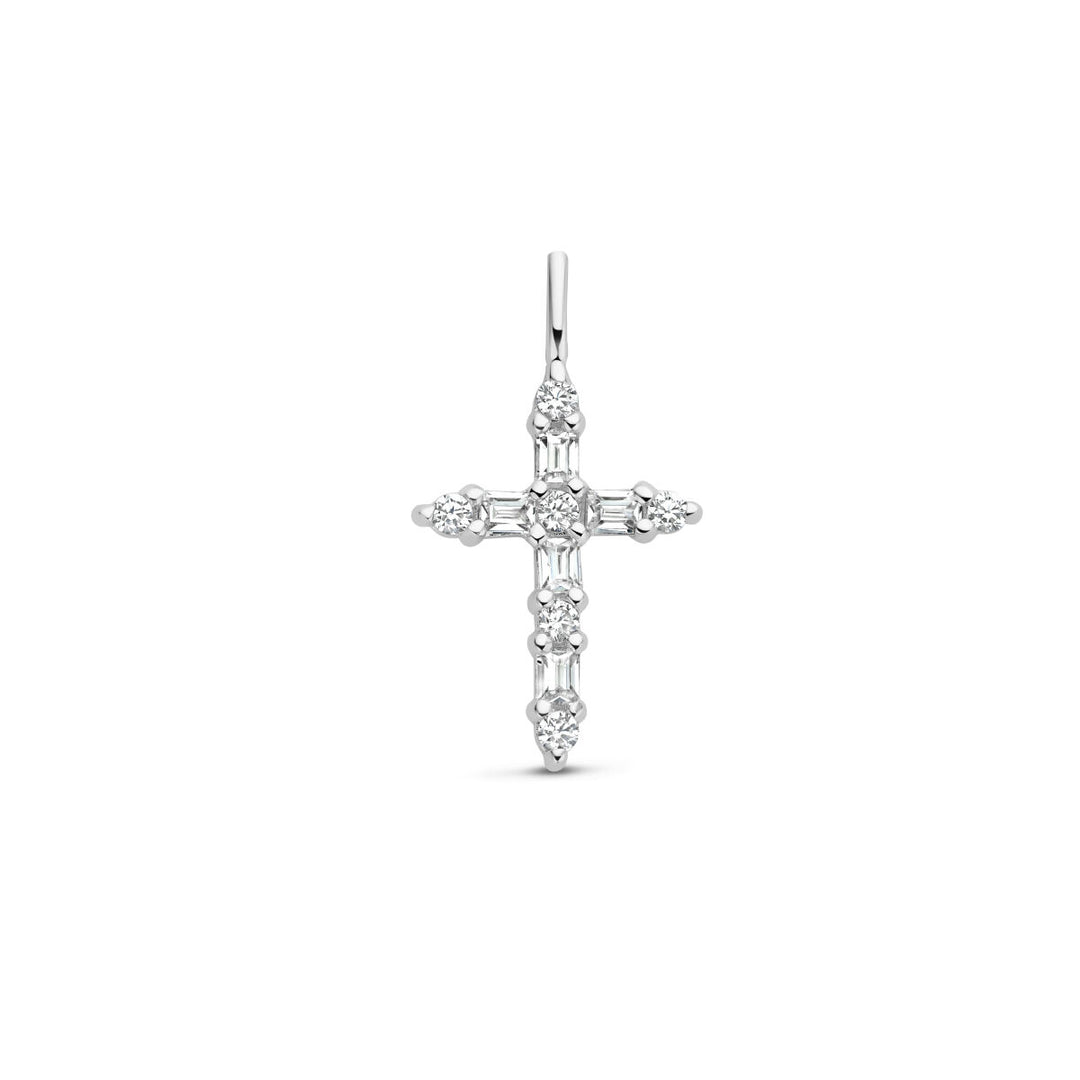 Anhänger Kreuz Zirkonia Silber rhodiniert