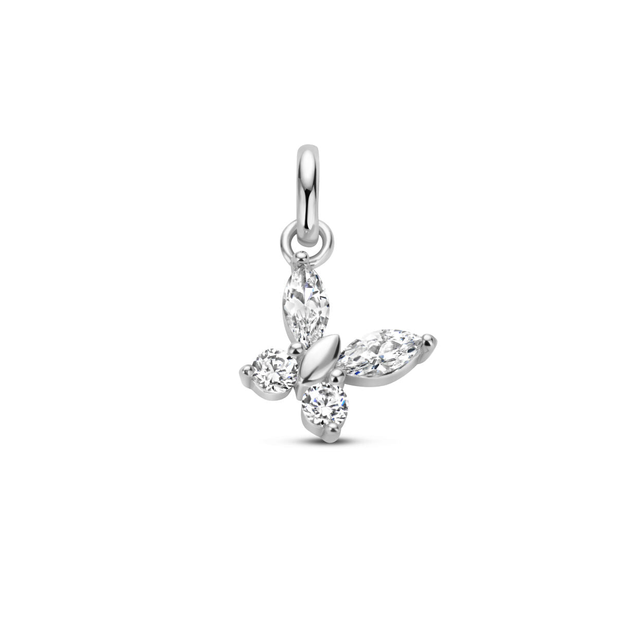 Hänger in Form eines Schmetterlings aus rhodiniertem Silber mit Zirkonia-Steinen