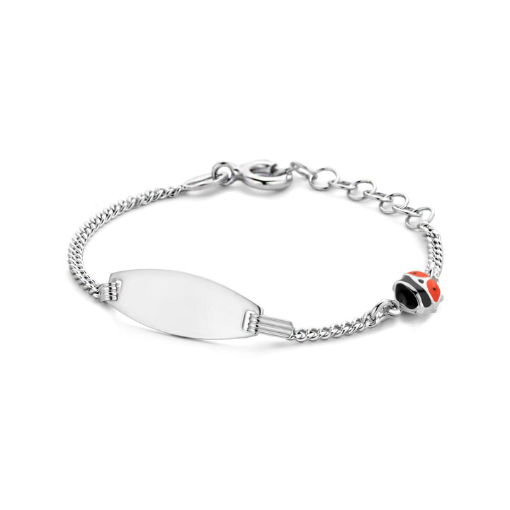 Gravurarmband Marienkäferplättchen 6,5 mm 11 + 2 cm Silber rhodiniert