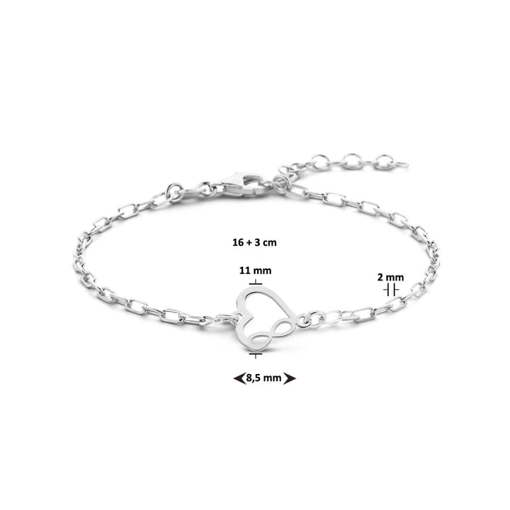 Armband Herz und Unendlichkeit 16 + 3 cm Silber rhodiniert