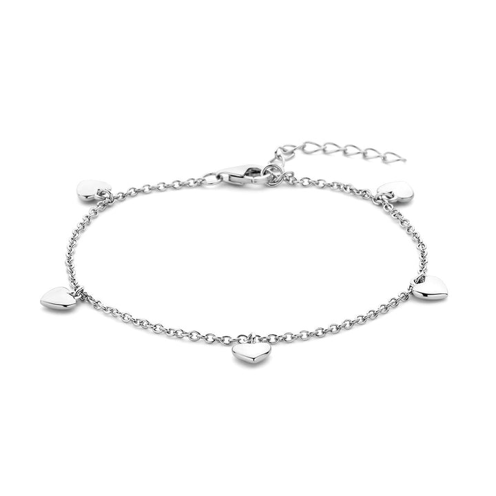 Armband Herzen 16 + 3 cm Silber rhodiniert