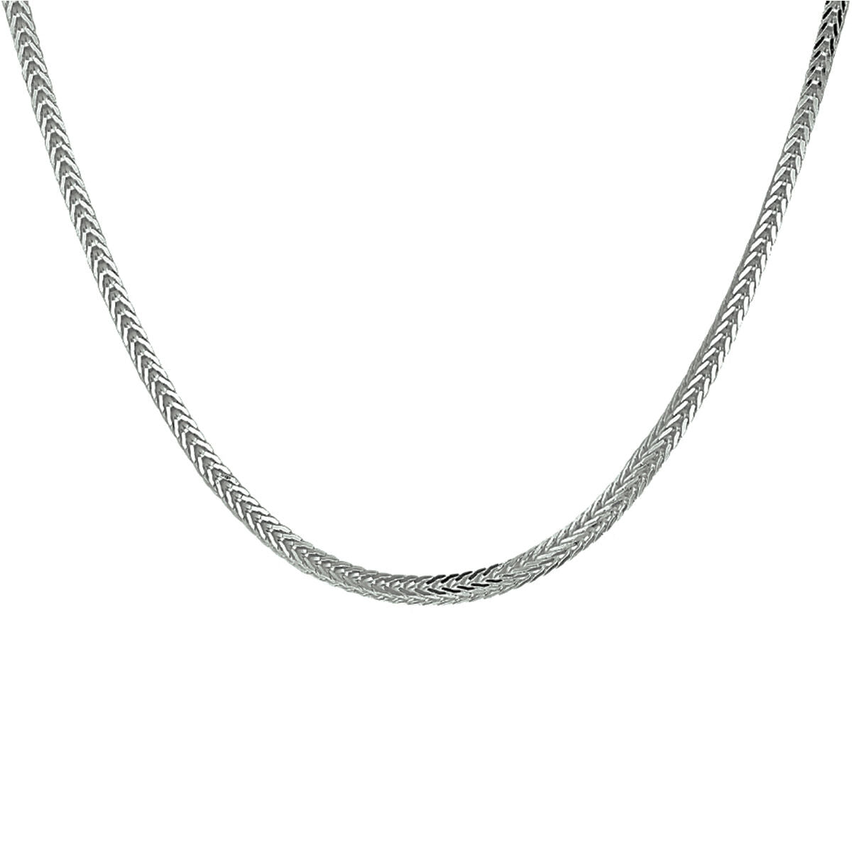 Halskette aus rhodiniertem Silber mit 2,5 mm breitem Vossestaart-Muster