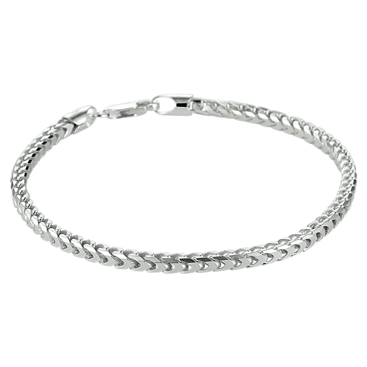 Gourmette-Armband aus rhodiniertem Silber mit 3,0 mm breiten Gliedern