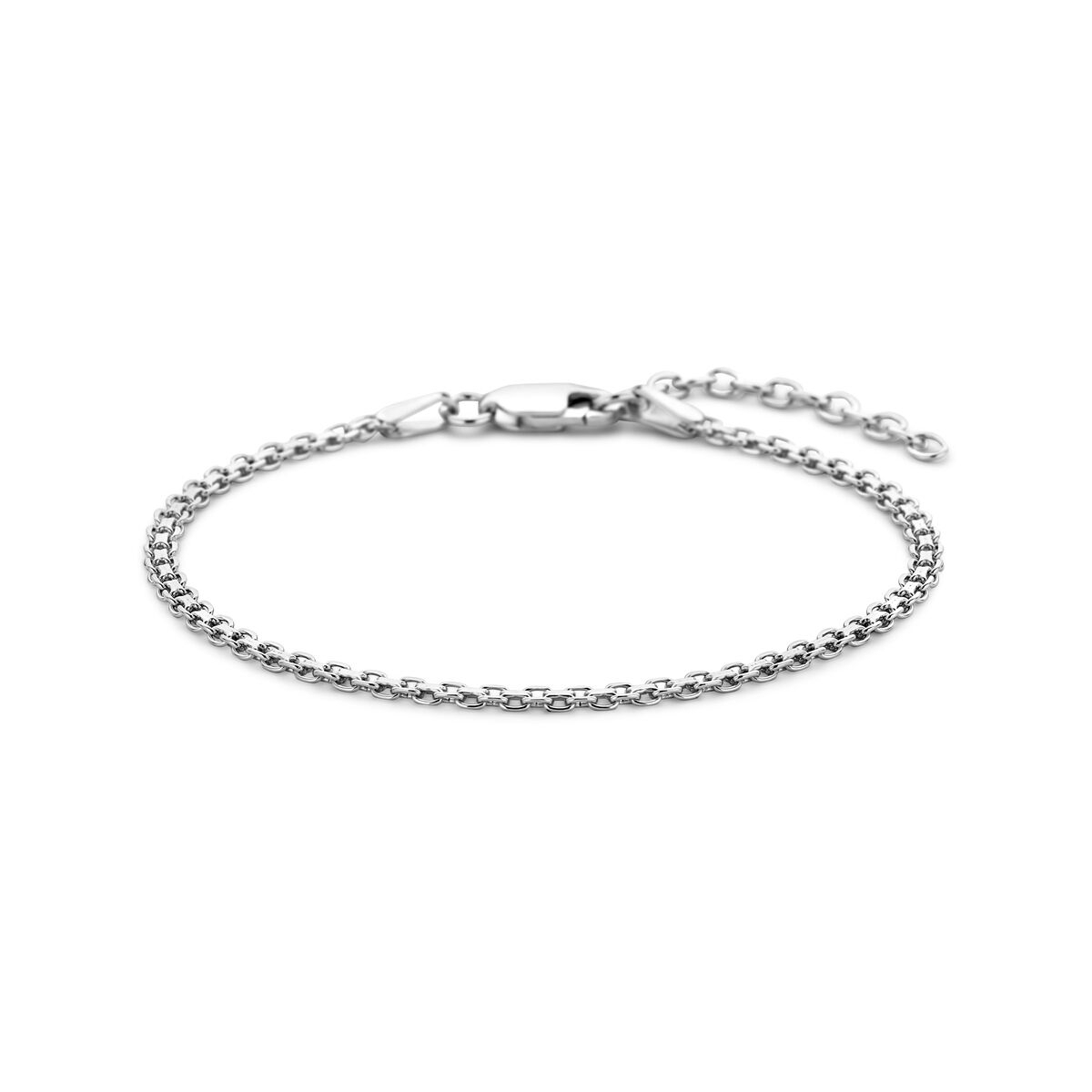 Armband aus rhodiniertem Silber mit Bismarck-Design, 2,4 mm dick, 16 + 3 cm lang