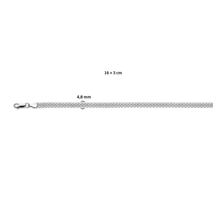 Doppel-Gourmette 4,8 mm Silber rhodiniert