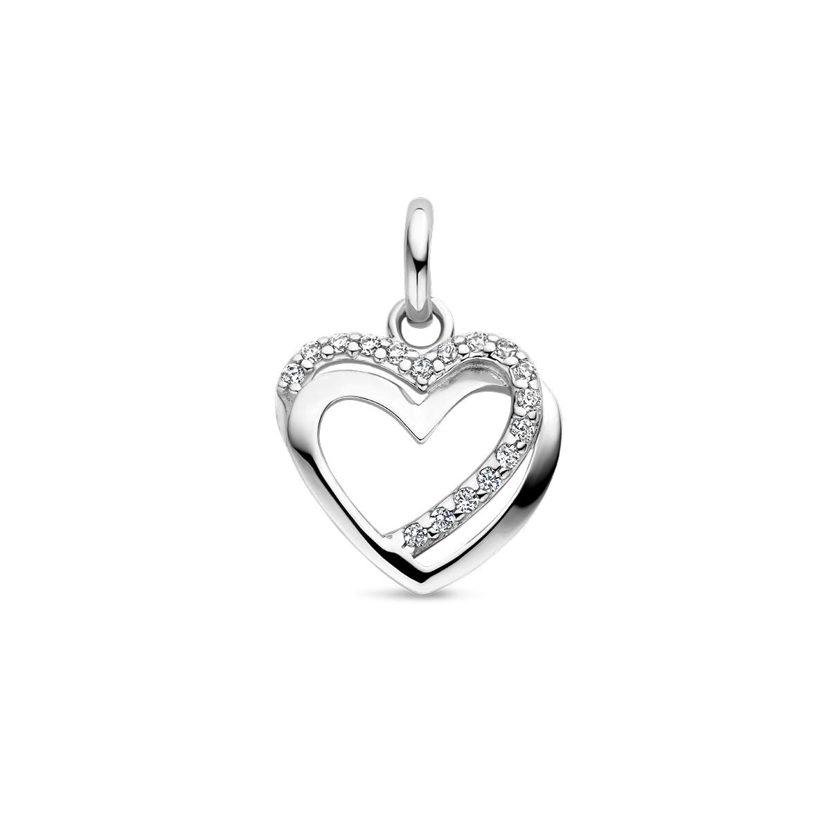 Hänger in Herzform aus rhodiniertem Silber mit Zirkonia-Steinen