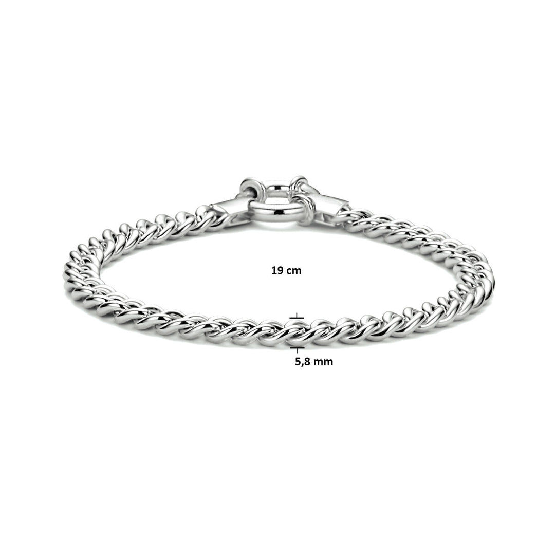 Armband Gourmet 5,8 mm 19 cm mit großem Karabinerverschluss Silber rhodiniert