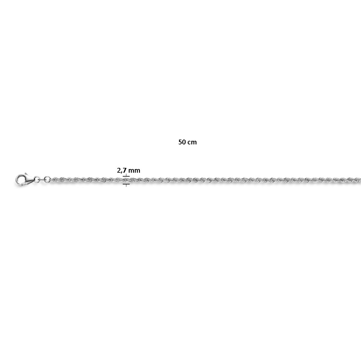Kordel massiv 2,7 mm Silber rhodiniert