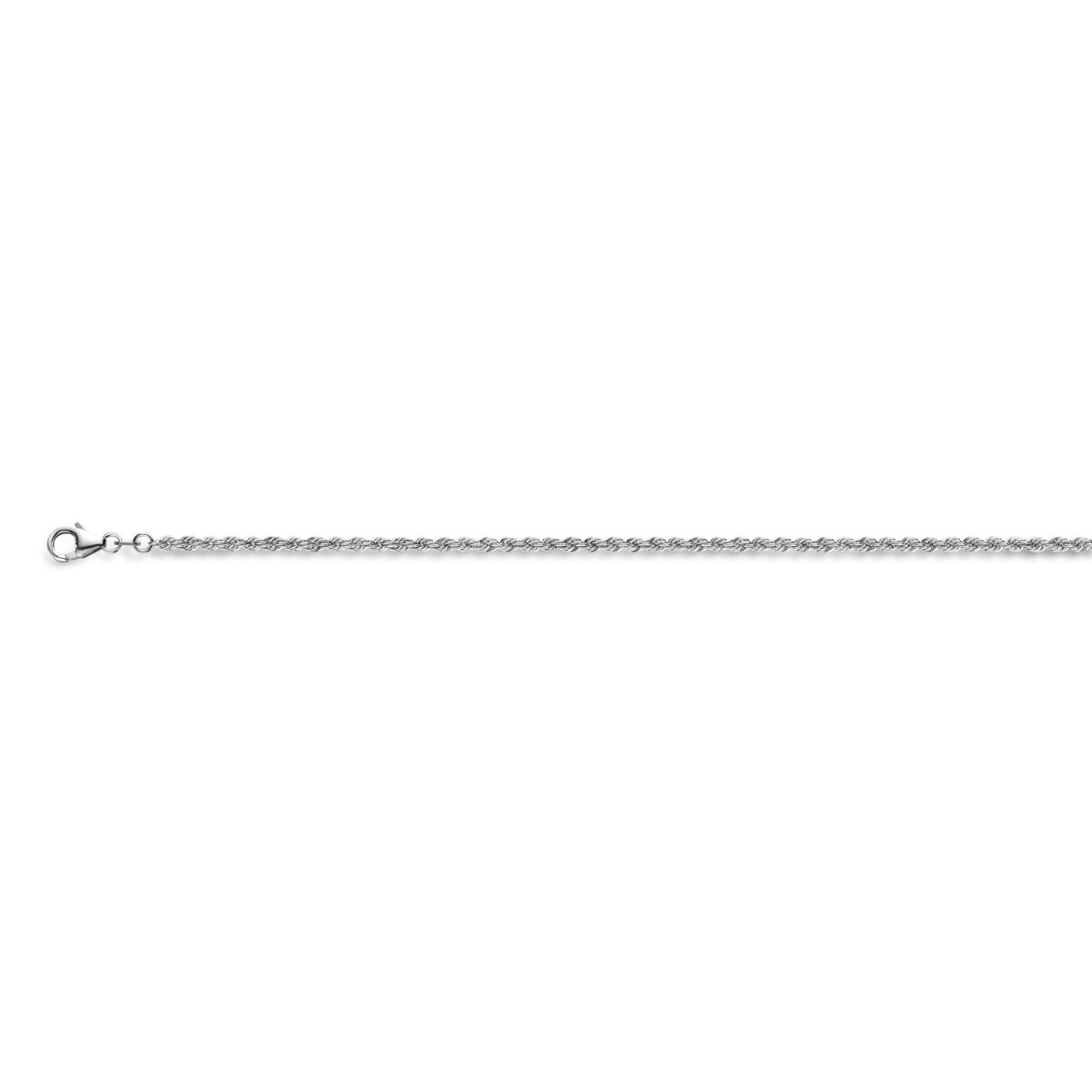 massives 2,7 mm Armband aus rhodiniertem Silber mit Karabinerverschluss