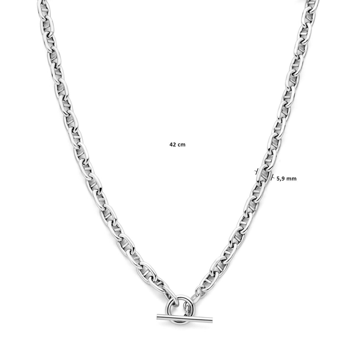 Marine Halskette runde Röhre 5,9 mm 42 cm Kastenschloss rhodiniertes Silber