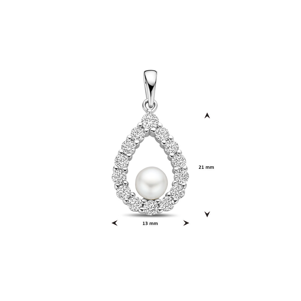 Anhänger Perle und Zirkonia 26 mm Silber rhodiniert