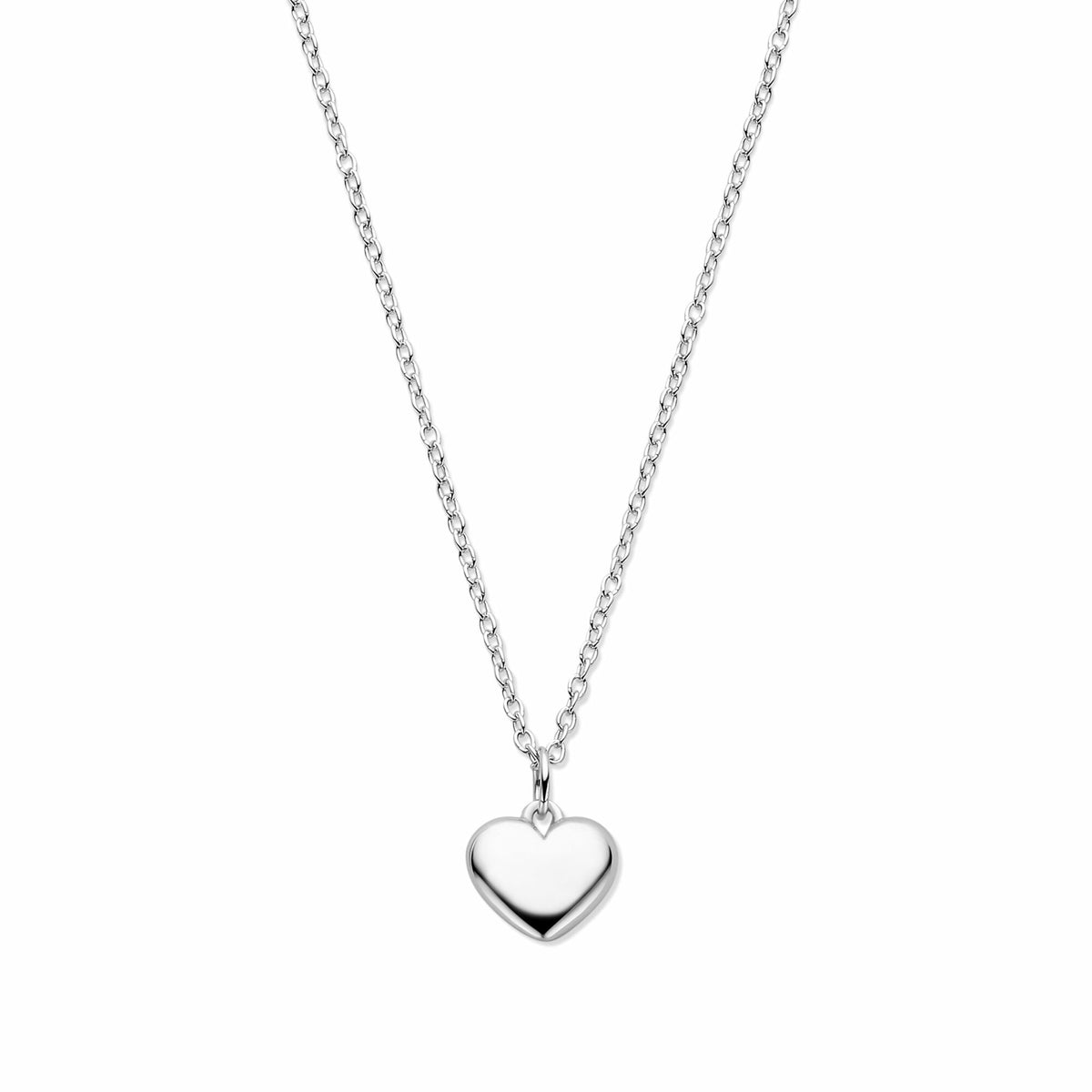 Halskette mit herzförmigem Anhänger aus rhodiniertem Silber, Länge 41-45 cm