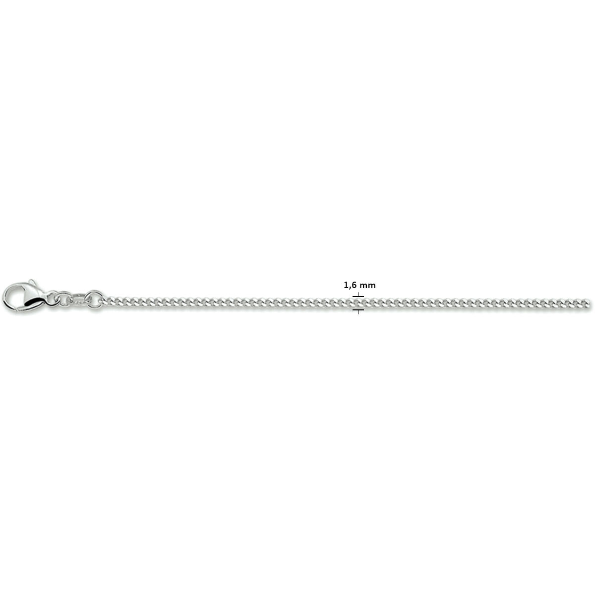 Collier aus rhodiniertem Silber mit 4-seitigem Schliff und einer Breite von 1,6 mm