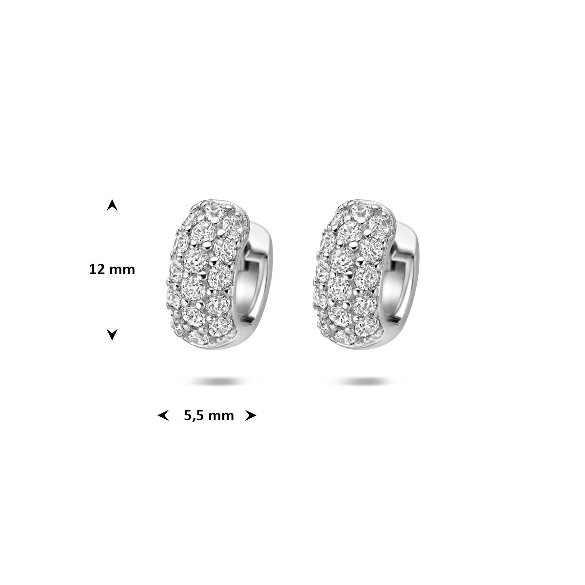 klapoorringen zirkonia zilver gerhodineerd