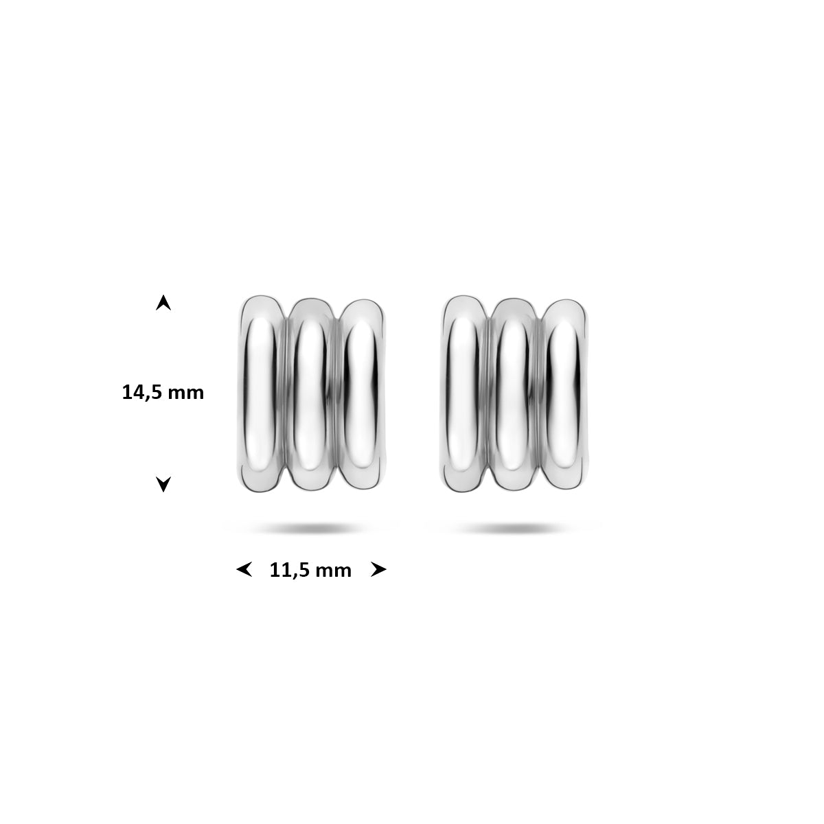 stekeroorringen 14,5 mm zilver gerhodineerd