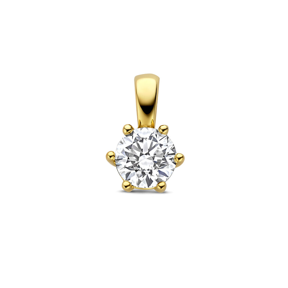 Hänger aus 14k Gelbgold mit rundem, lab-grown Diamanten in Krappenfassung