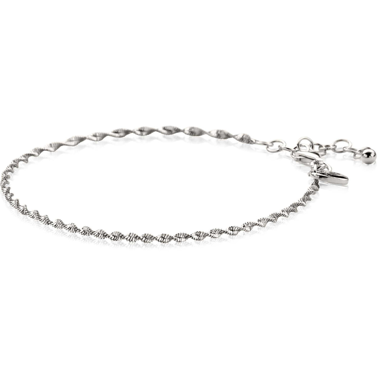 Zarte Silberarmband mit gedrehtem Design und Verlängerungskette von 17 bis 20 cm