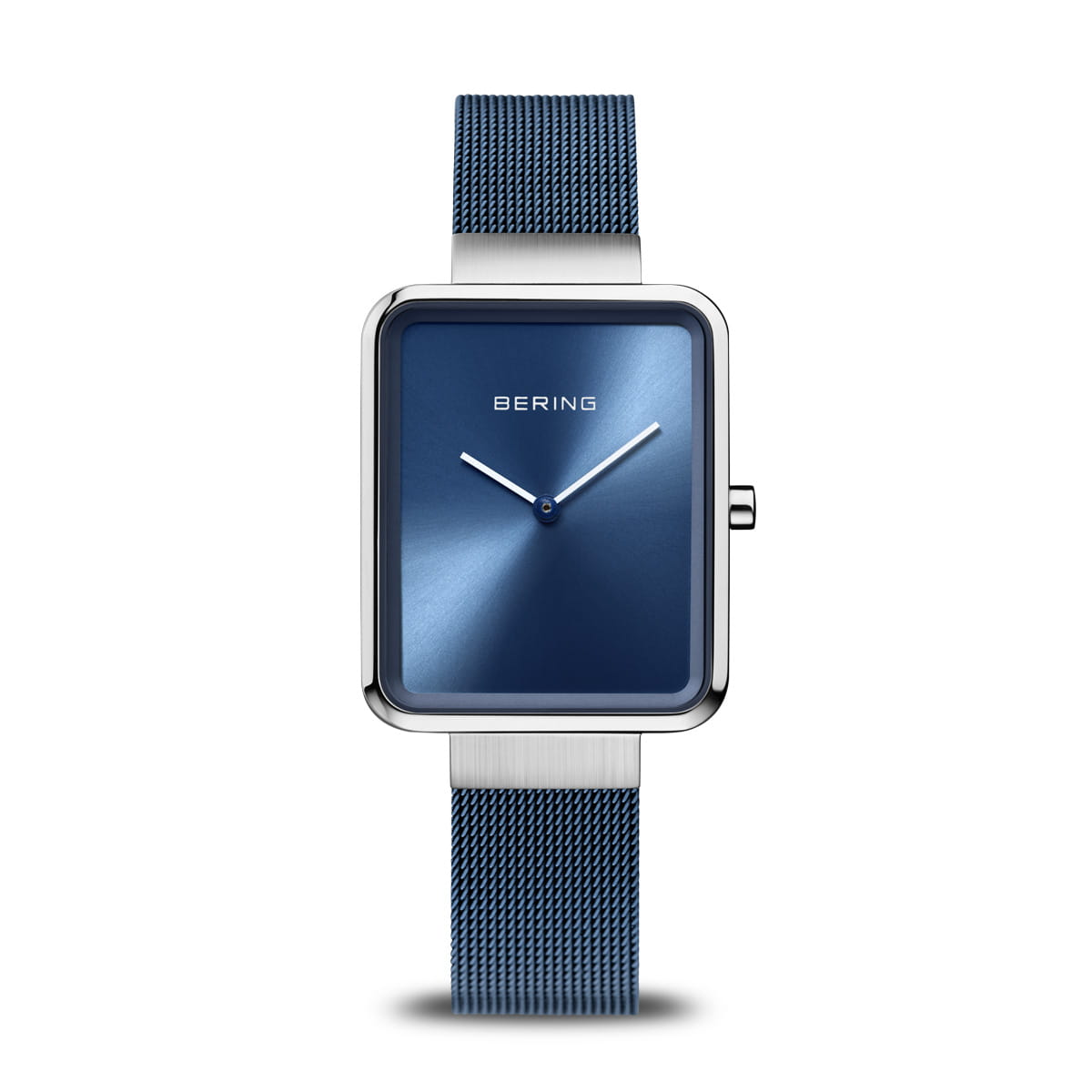 Damenarmbanduhr mit blauem Zifferblatt und silbernem Mesh-Armband