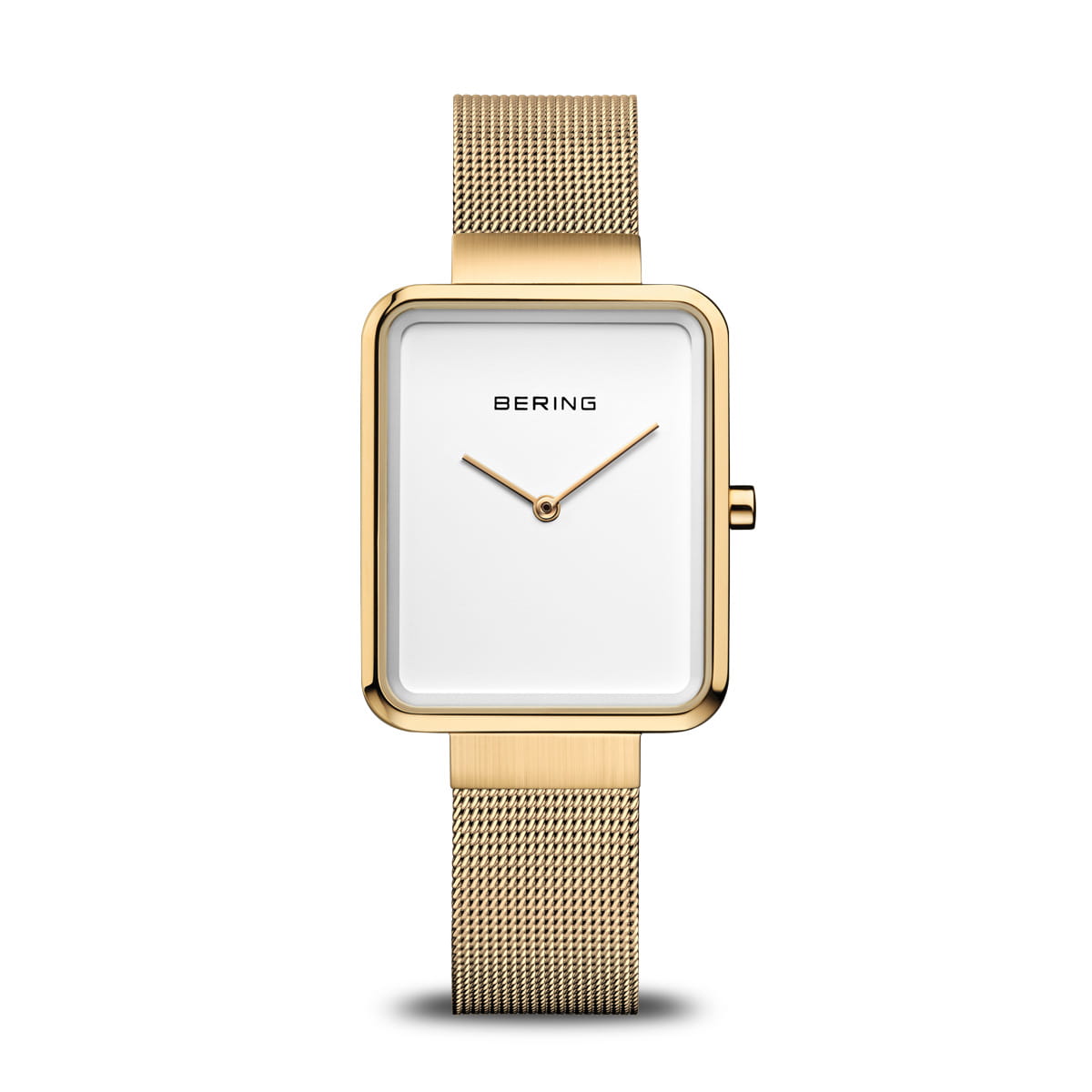 Damenarmbanduhr mit weißem Zifferblatt und goldfarbenem Mesh-Armband