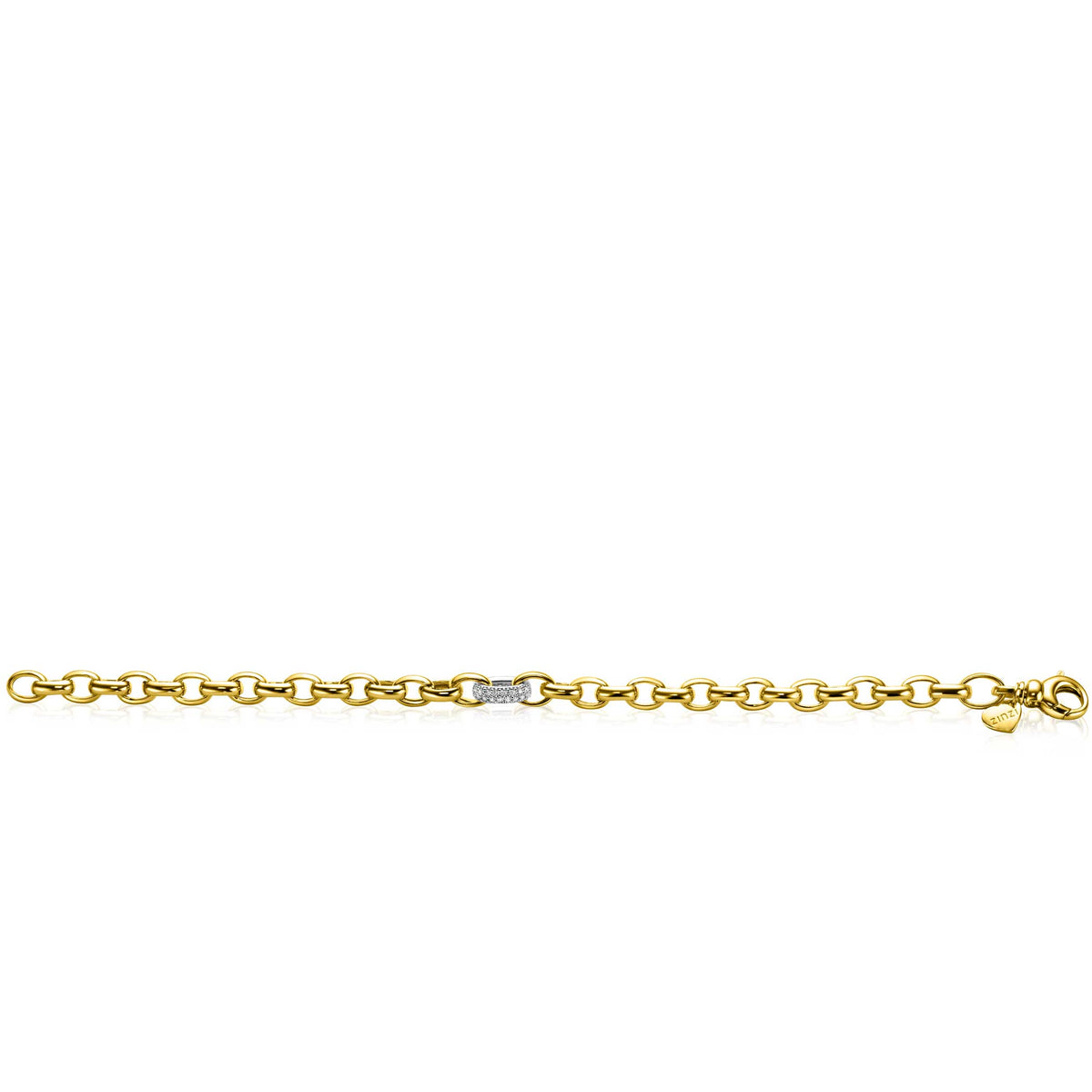 Zilveren armband met schakels en een sluiting, lengte 19 cm.