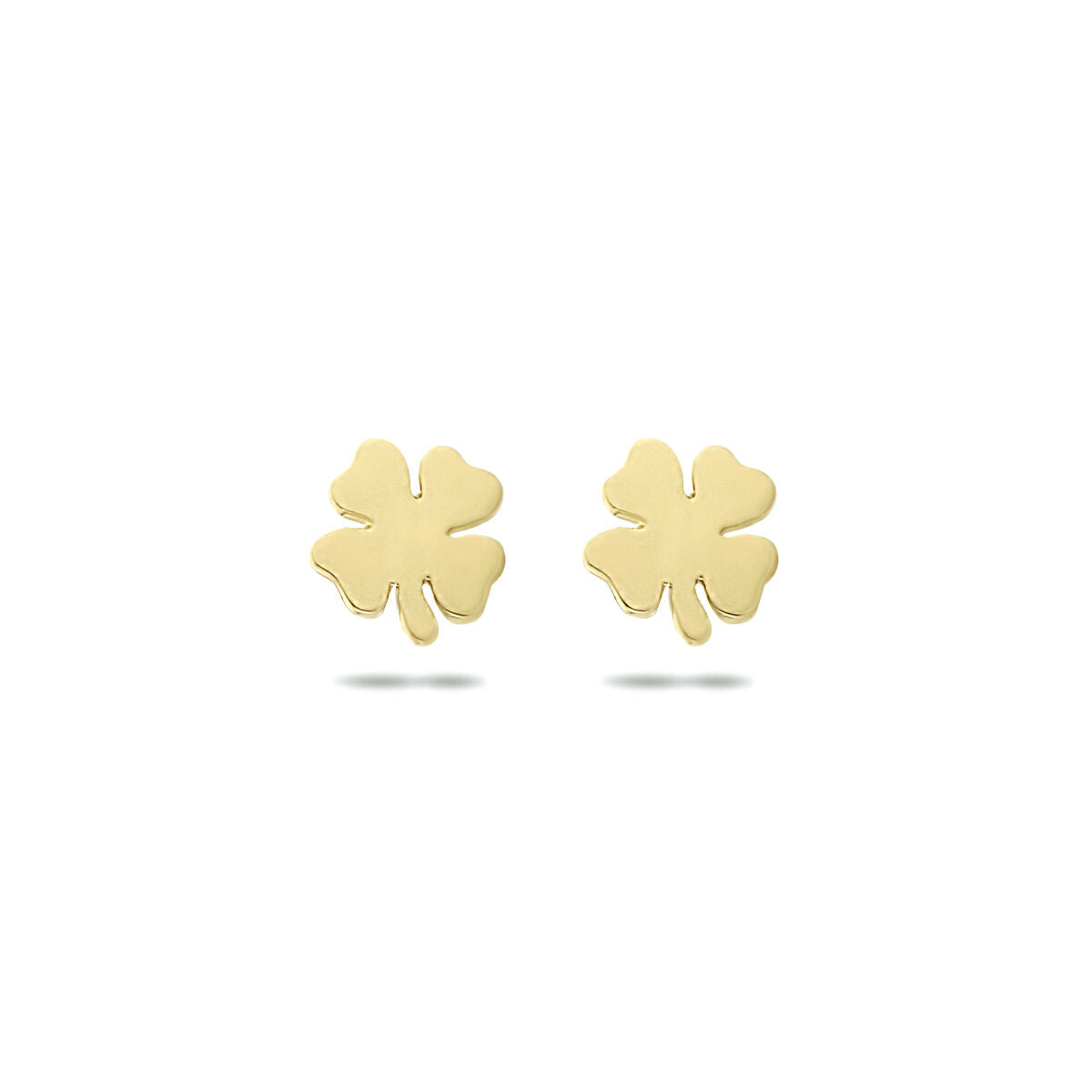 Ohrstecker in Form eines vierblättrigen Kleeblatts aus 14K Gelbgold