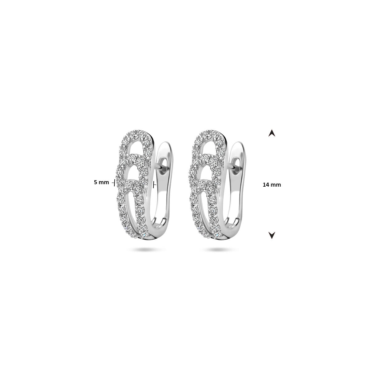 Klappcreolen Zirkonia 14 mm Silber rhodiniert