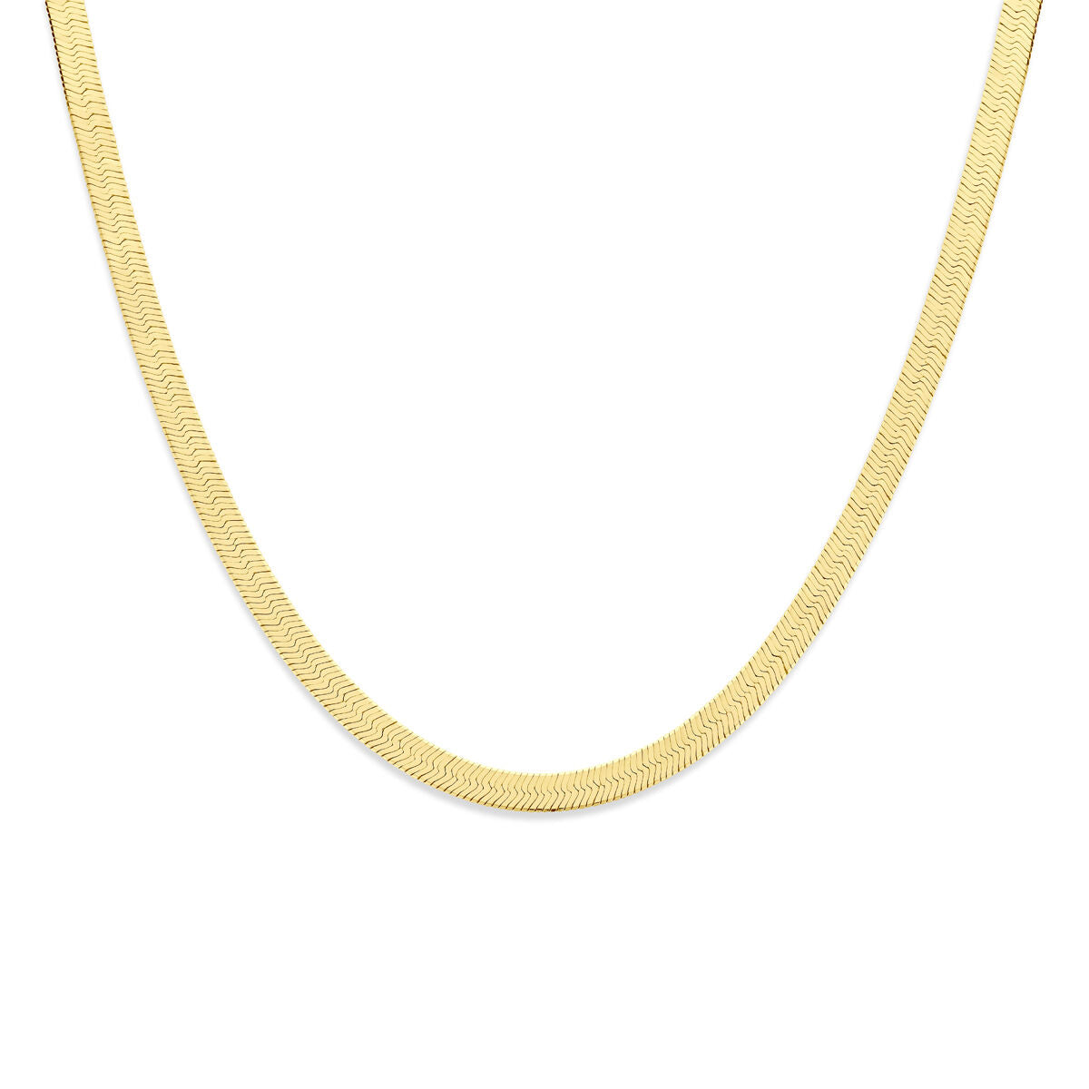 Flaches Schlangencollier mit 7 mm Breite und 43 cm Länge in vergoldetem Silber