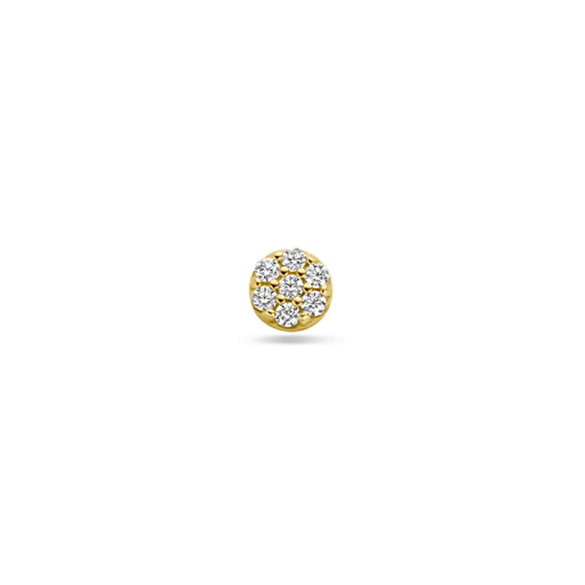 Flacher Piercing mit Zirkonia, 3,5 mm, aus 14K Gelbgold, runde Form mit funkelnden Steinen