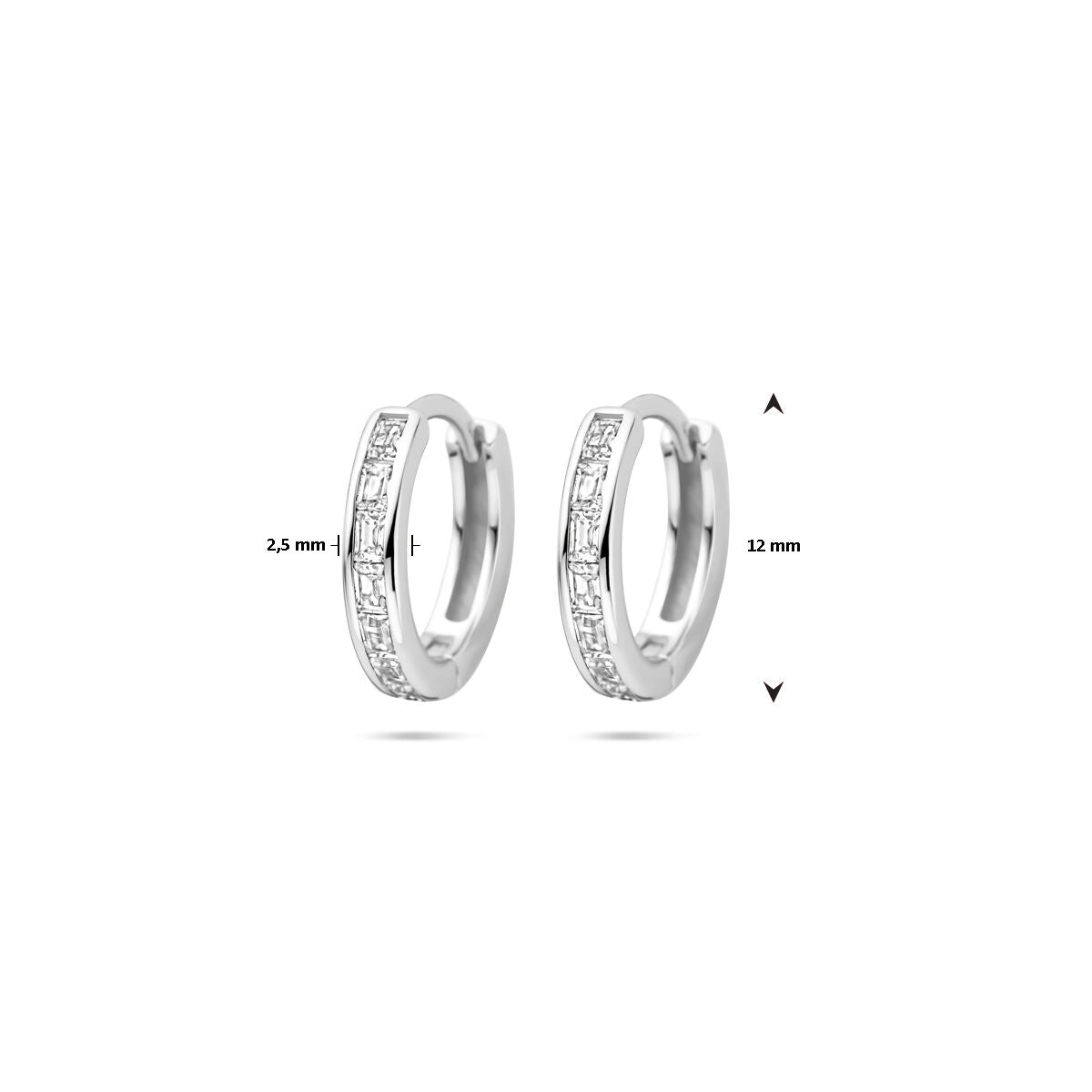 Klappcreolen Zirkonia 12 mm Silber rhodiniert