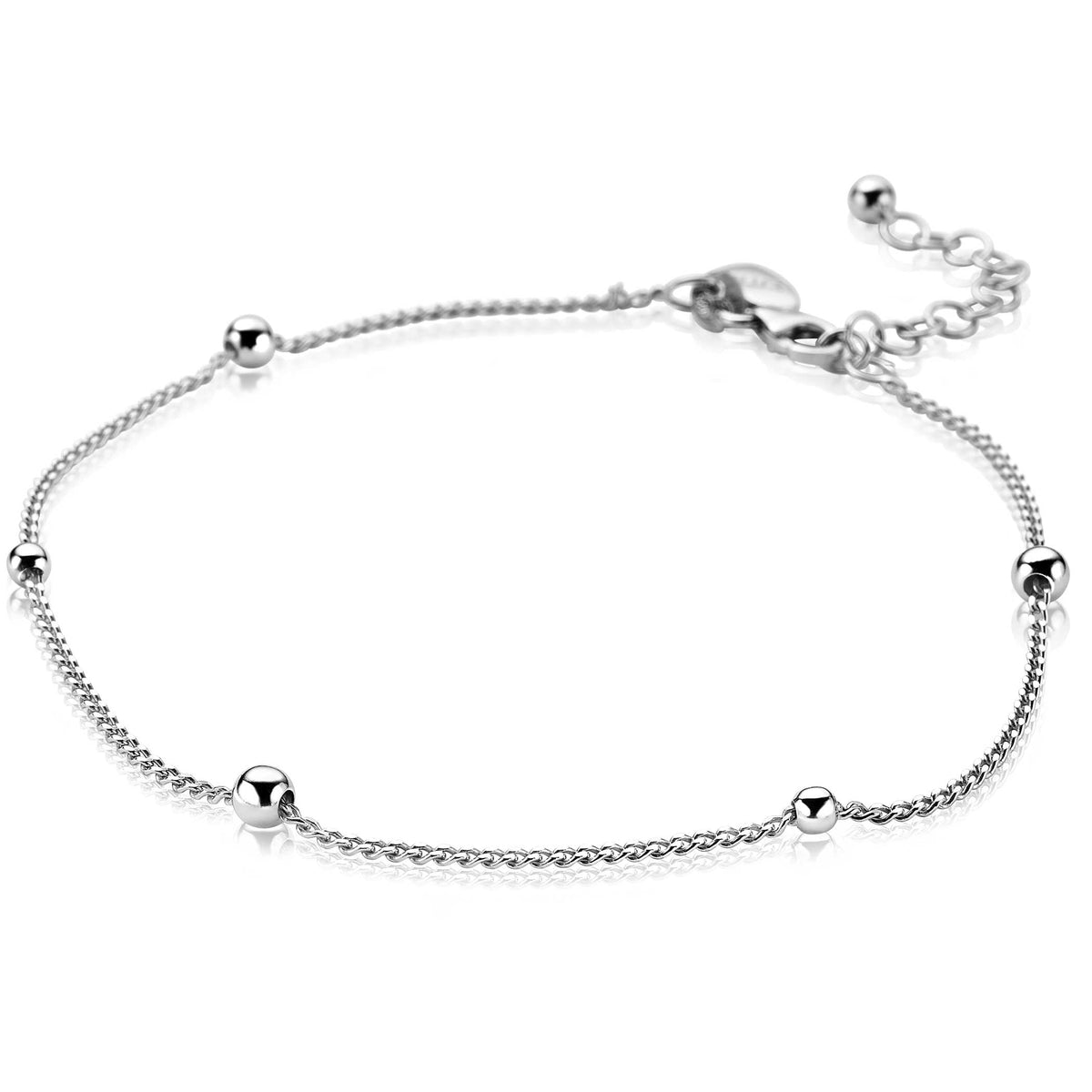 Kette aus Silber mit kleinen, runden Perlen und feiner Gliederkette