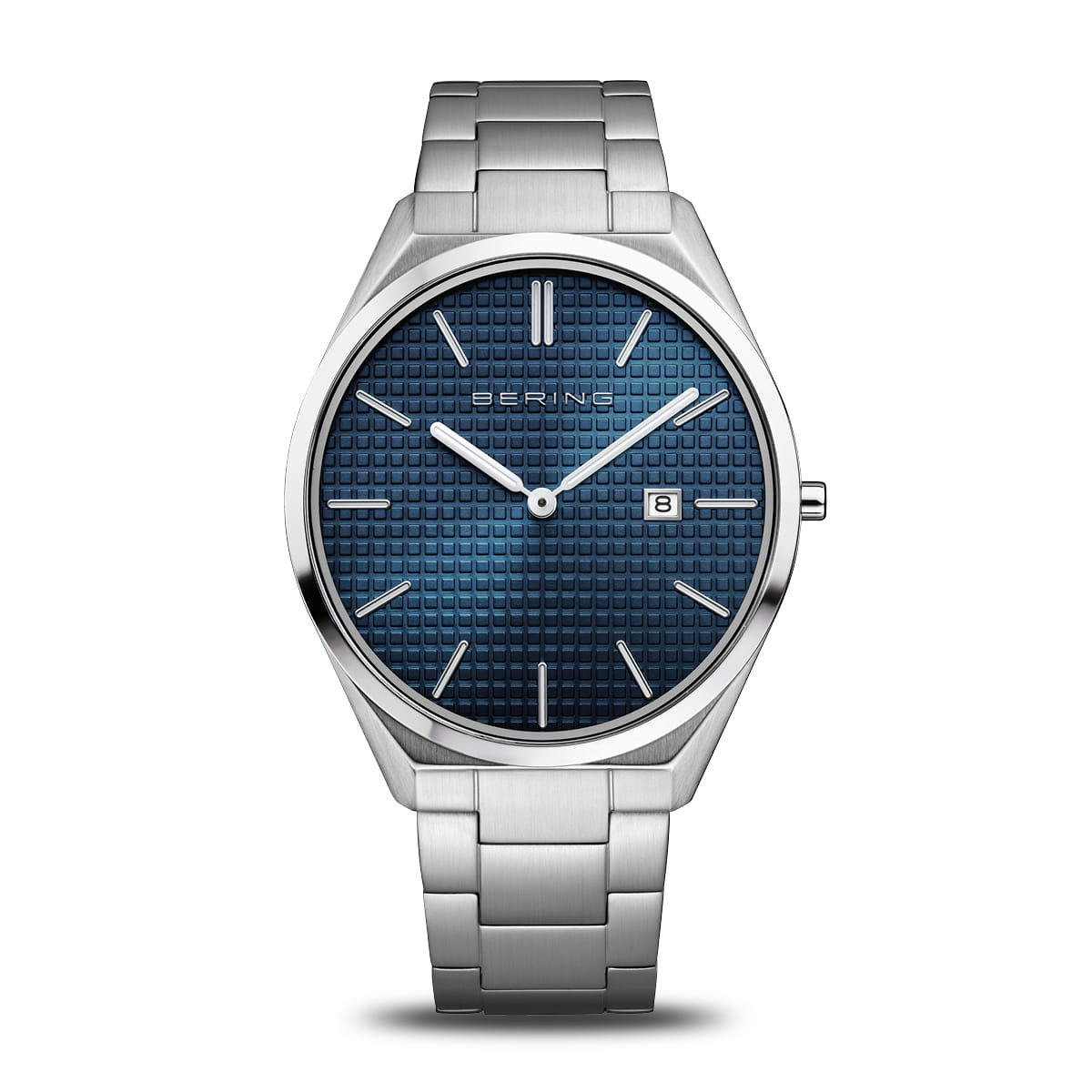 Herrenarmbanduhr mit blauem Zifferblatt und silbernem Edelstahlarmband