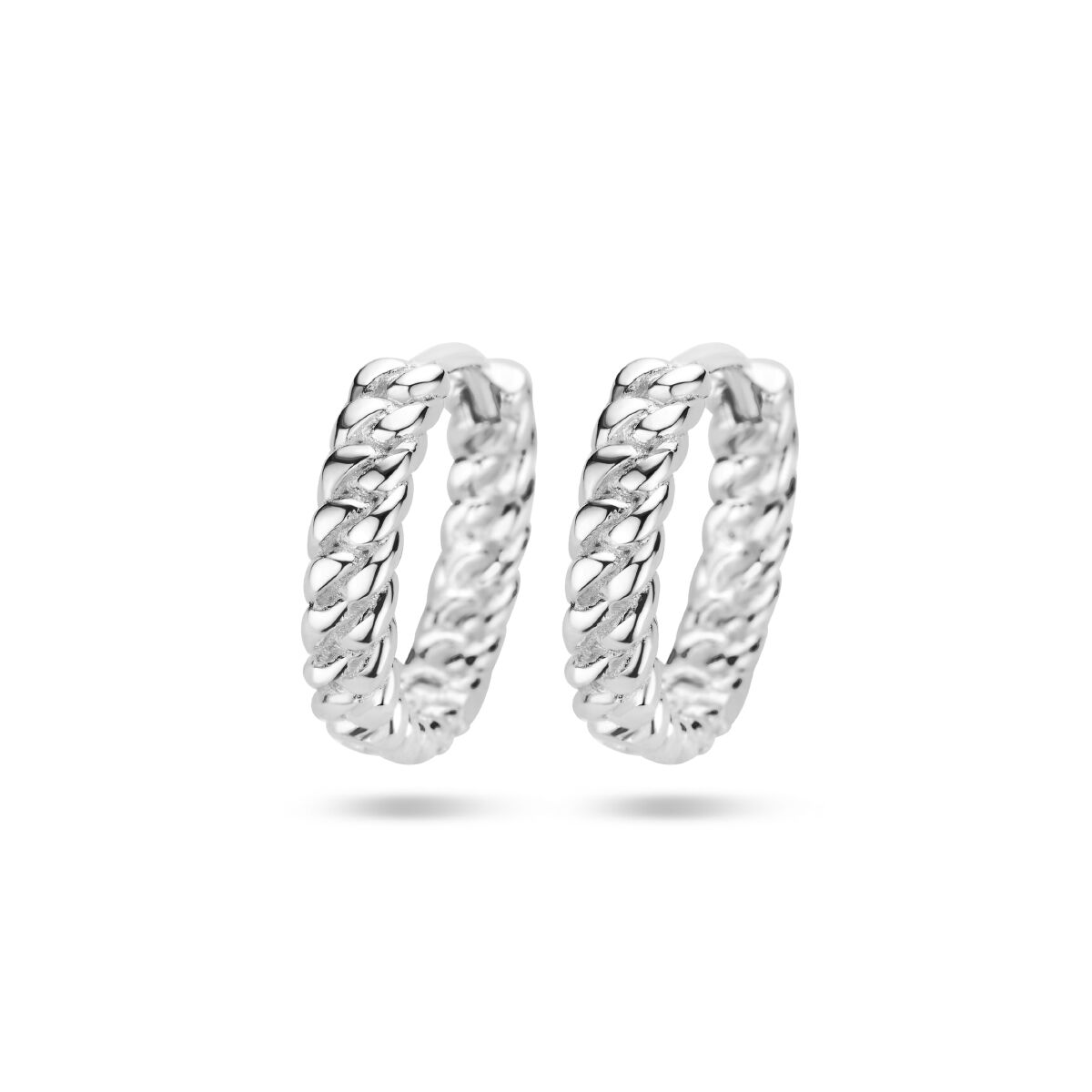 Klapp-Ohrringe aus rhodiniertem Silber mit geflochtenem Design