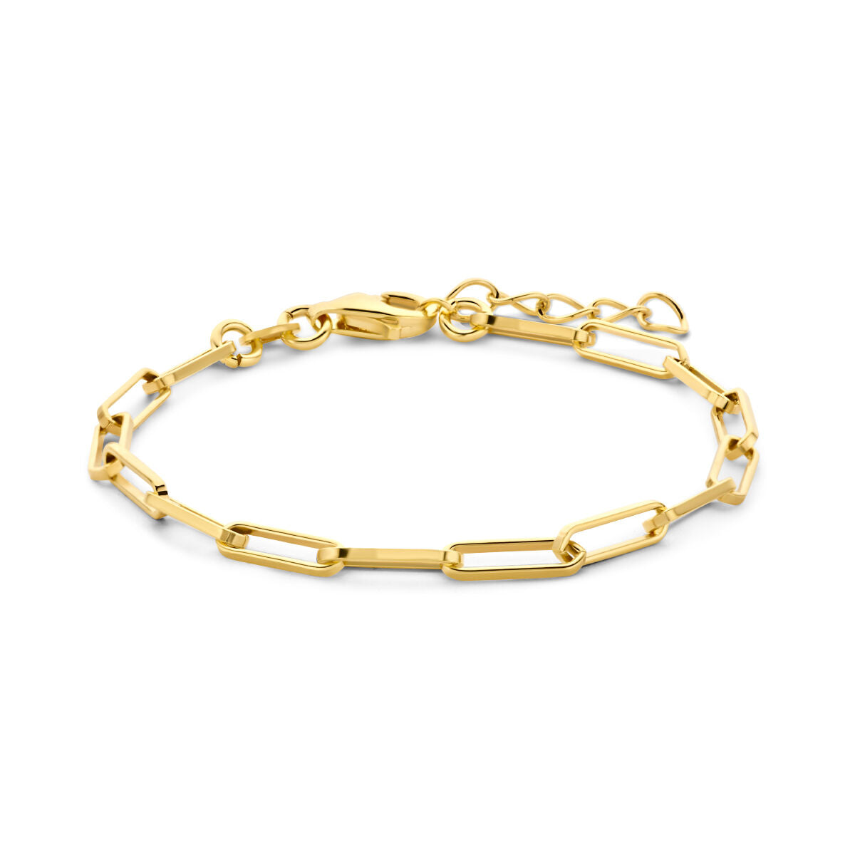 Armband aus vergoldetem Silber mit paperclip-Design und quadratischen Rohren, 3,0 mm breit