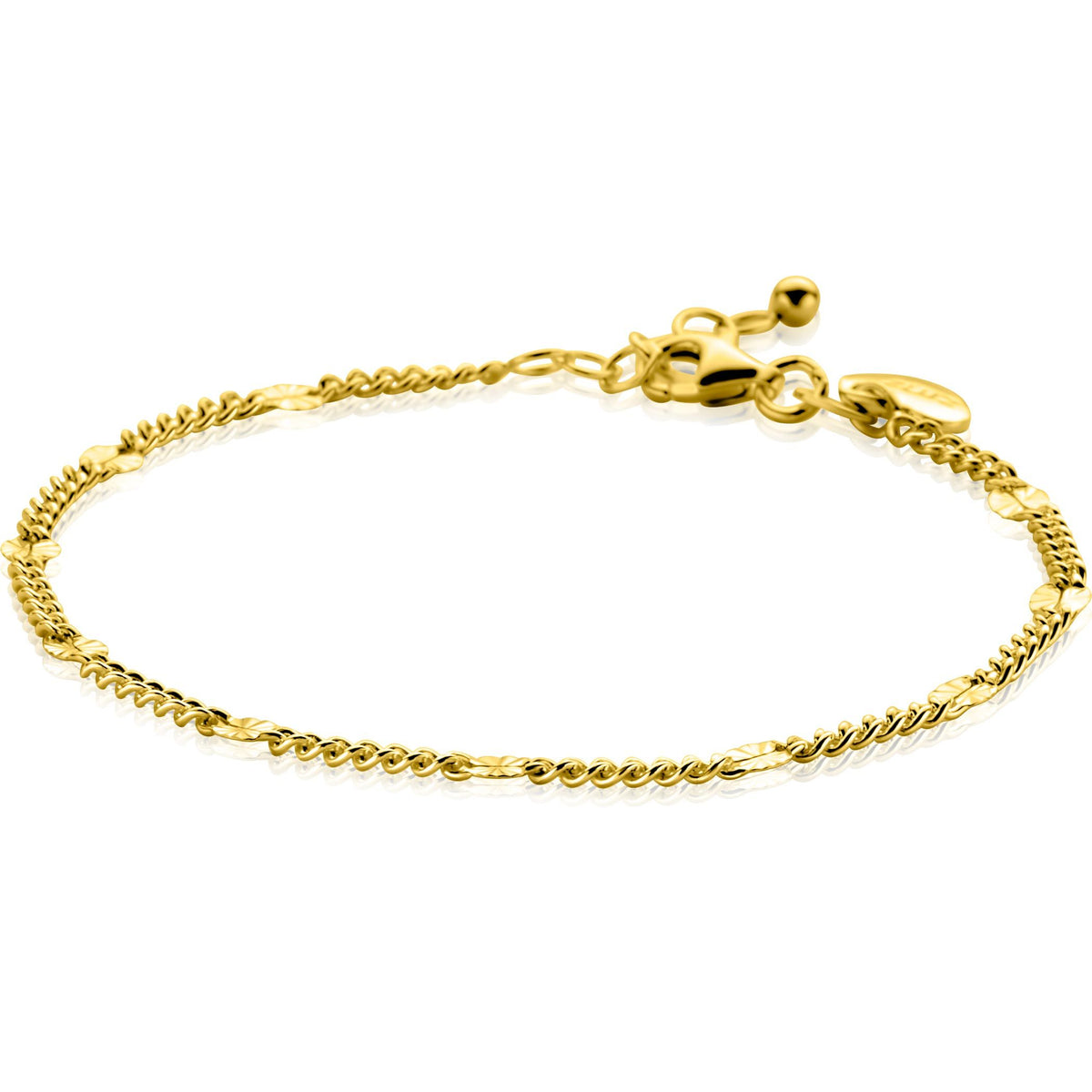 Armband aus vergoldetem Material mit feinen Gliedern und einem Karabinerverschluss