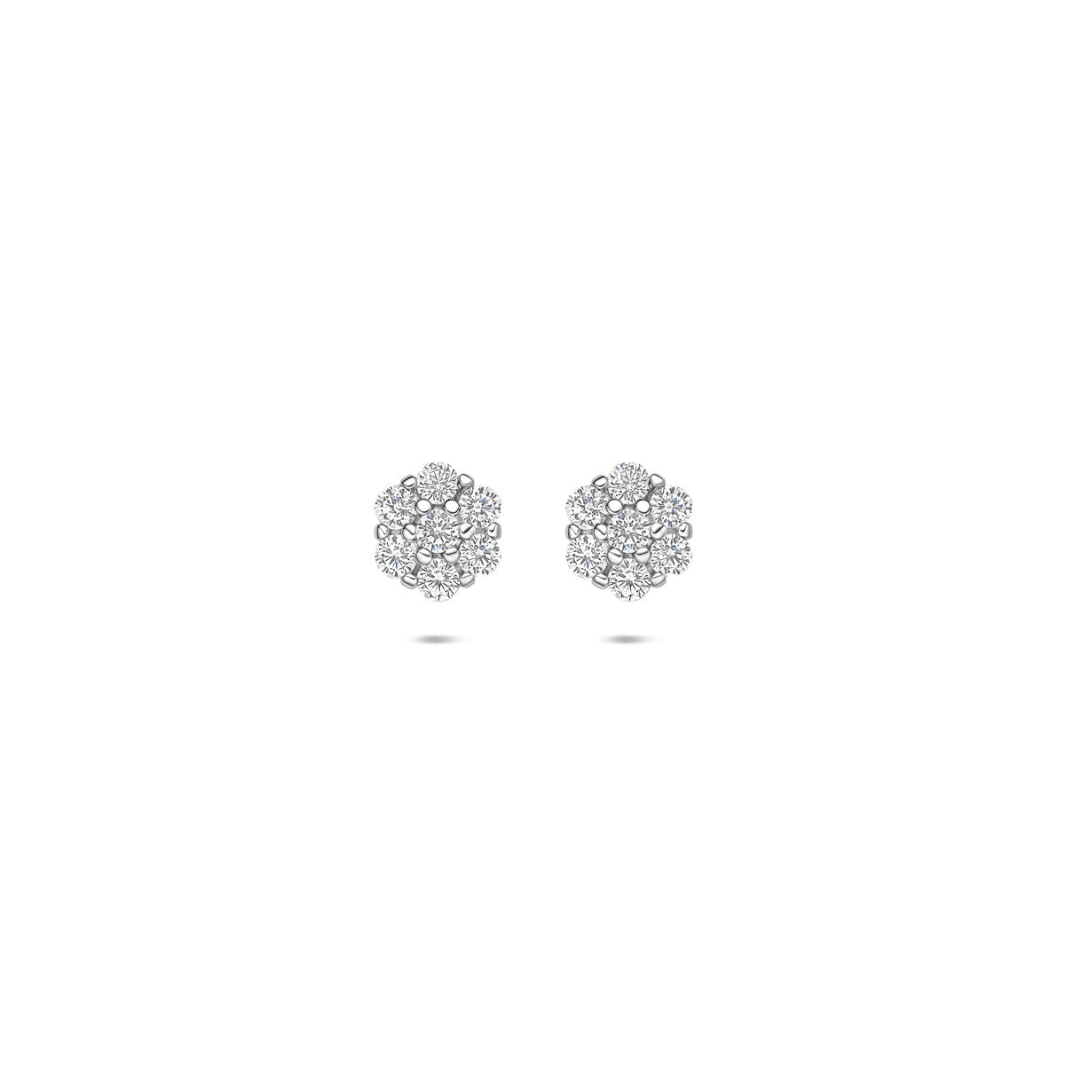 Silberne Ohrstecker mit Zirkonia, rund, Durchmesser 6 mm, funkelndes Design